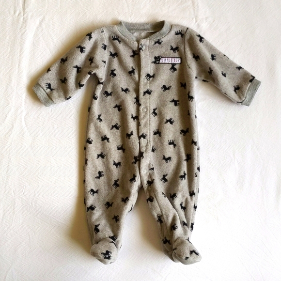 carter's 2-pack newborn winter fleece snap footie sleeper pajama bundle baby boy - Picture 2 of 10